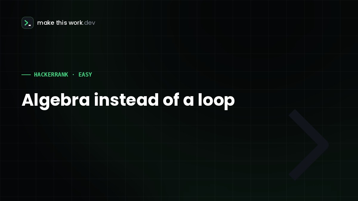 Let's Make the Kangaroo Problem Work: Algebra Instead of a Loop
